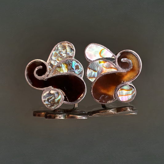 Vintage Taxco Abalone & Sterling Silver Earrings