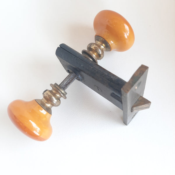 Vintage 1940's Butterscotch Catalin Doorknob Set