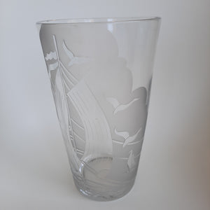 Vintage Acid Etched Glass Vase
