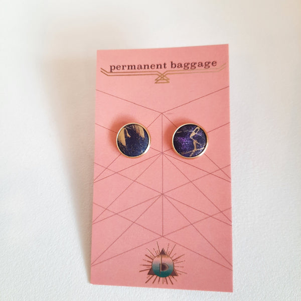Permanent Baggage Button Leather Earrings