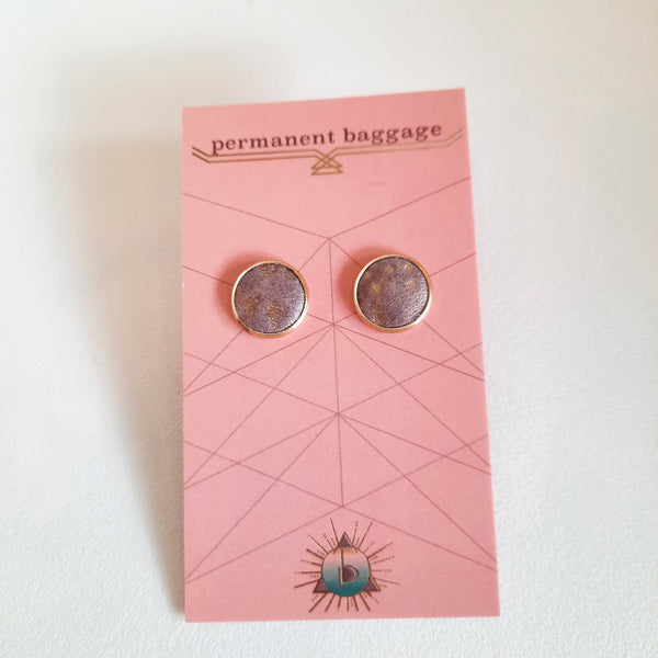 Permanent Baggage Button Leather Earrings