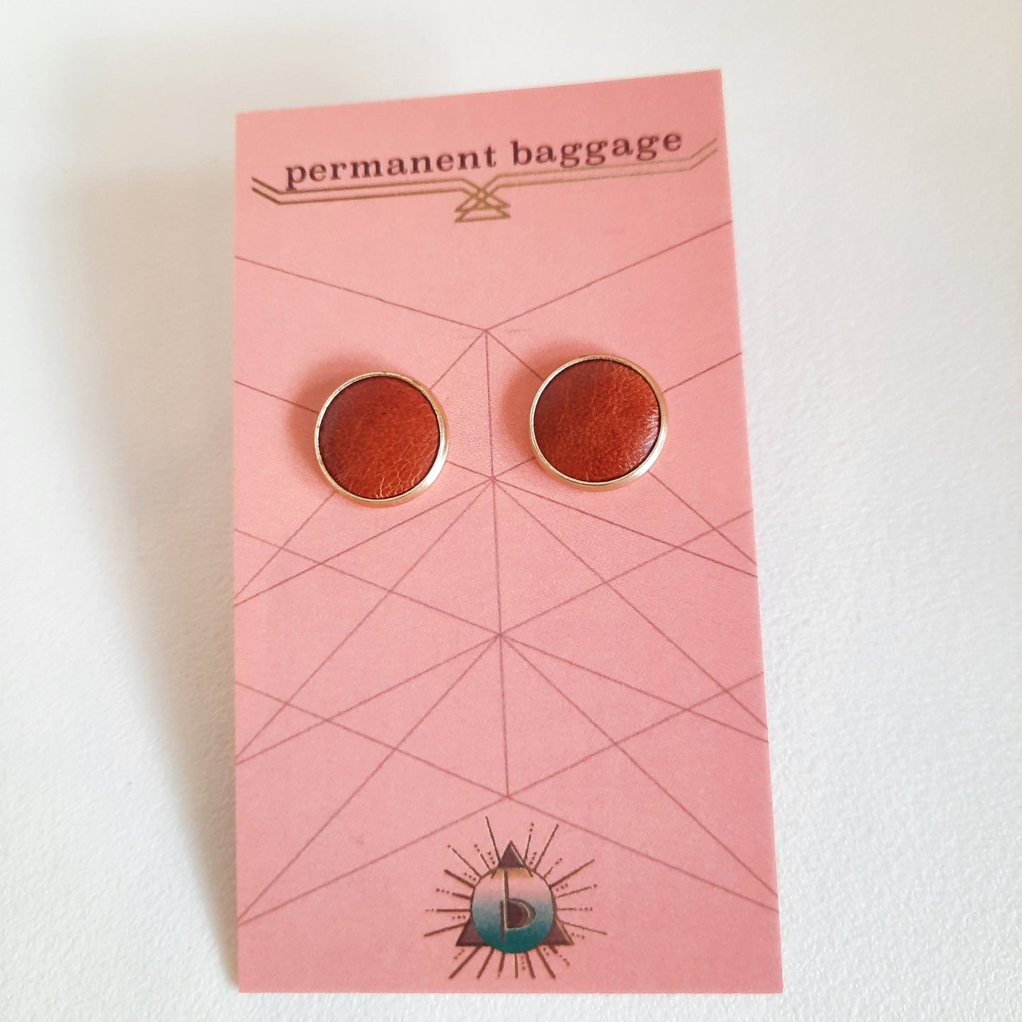 Permanent Baggage Button Leather Earrings