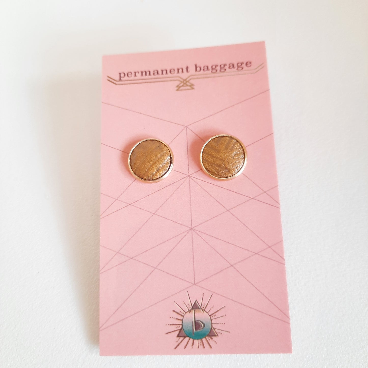 Permanent Baggage Button Leather Earrings