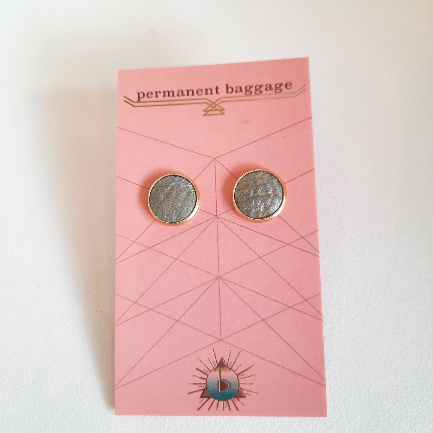 Permanent Baggage Button Leather Earrings