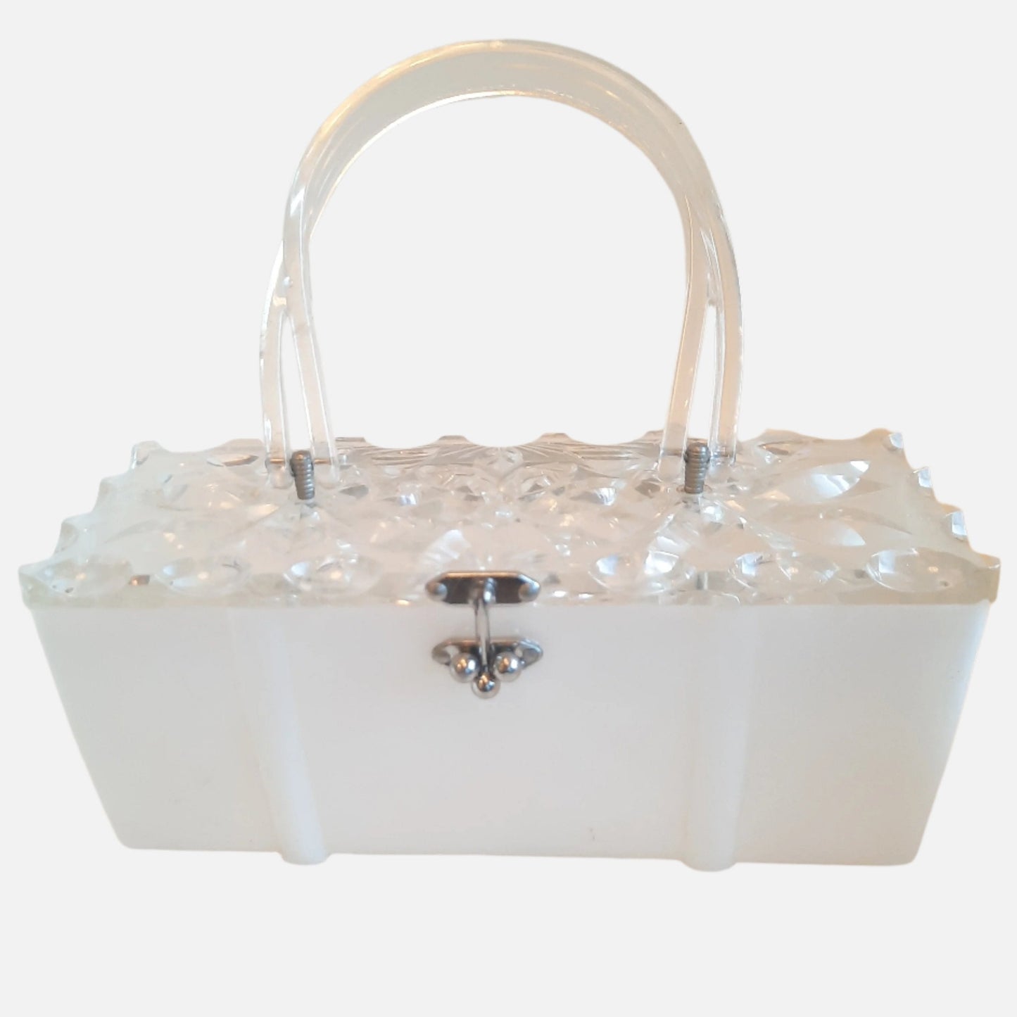 Vintage White Lucite Purse (1131b)