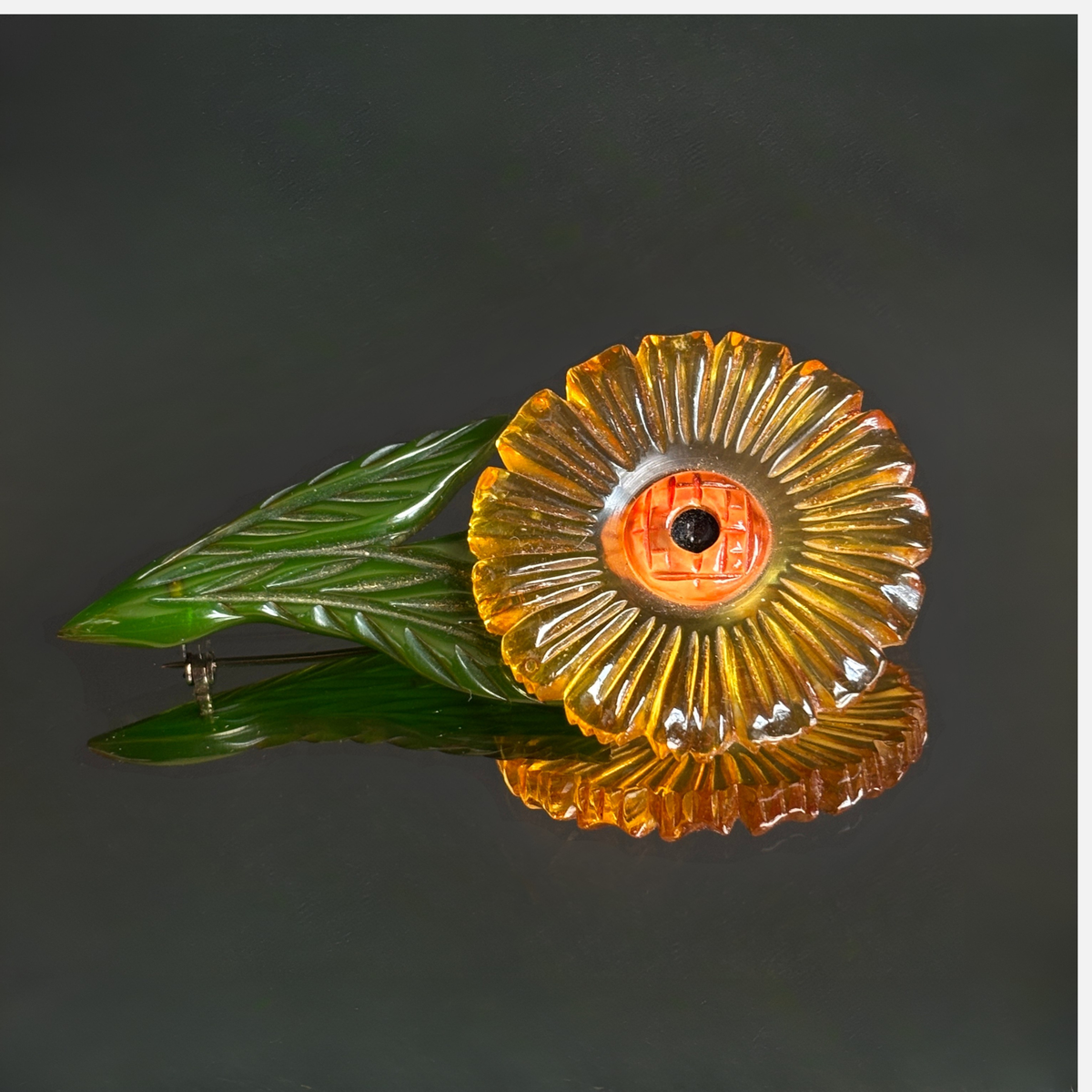Vintage Bakelite Sunflower Brooch