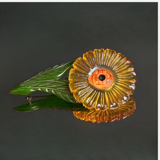 Vintage Bakelite Sunflower Brooch