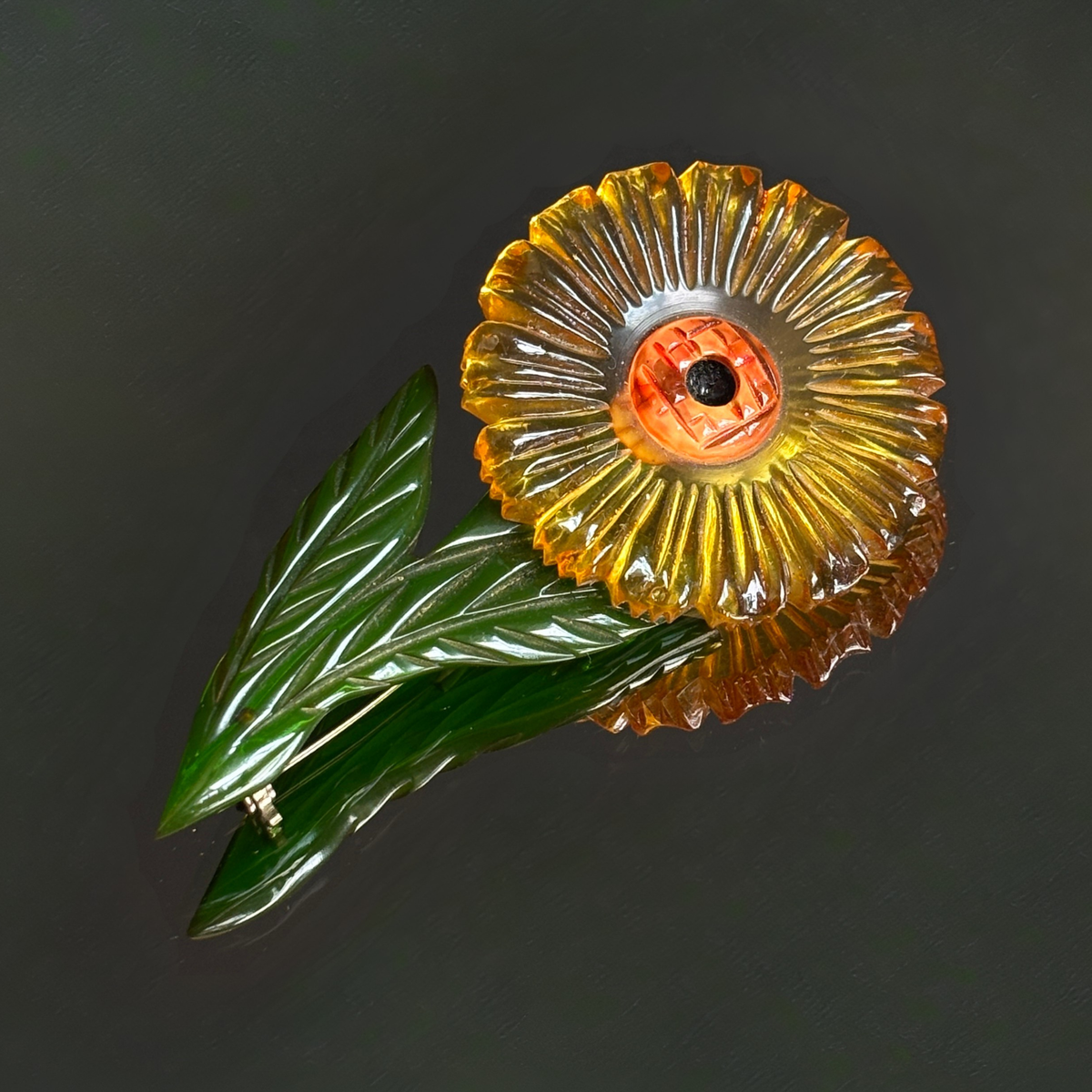 Vintage Bakelite Sunflower Brooch