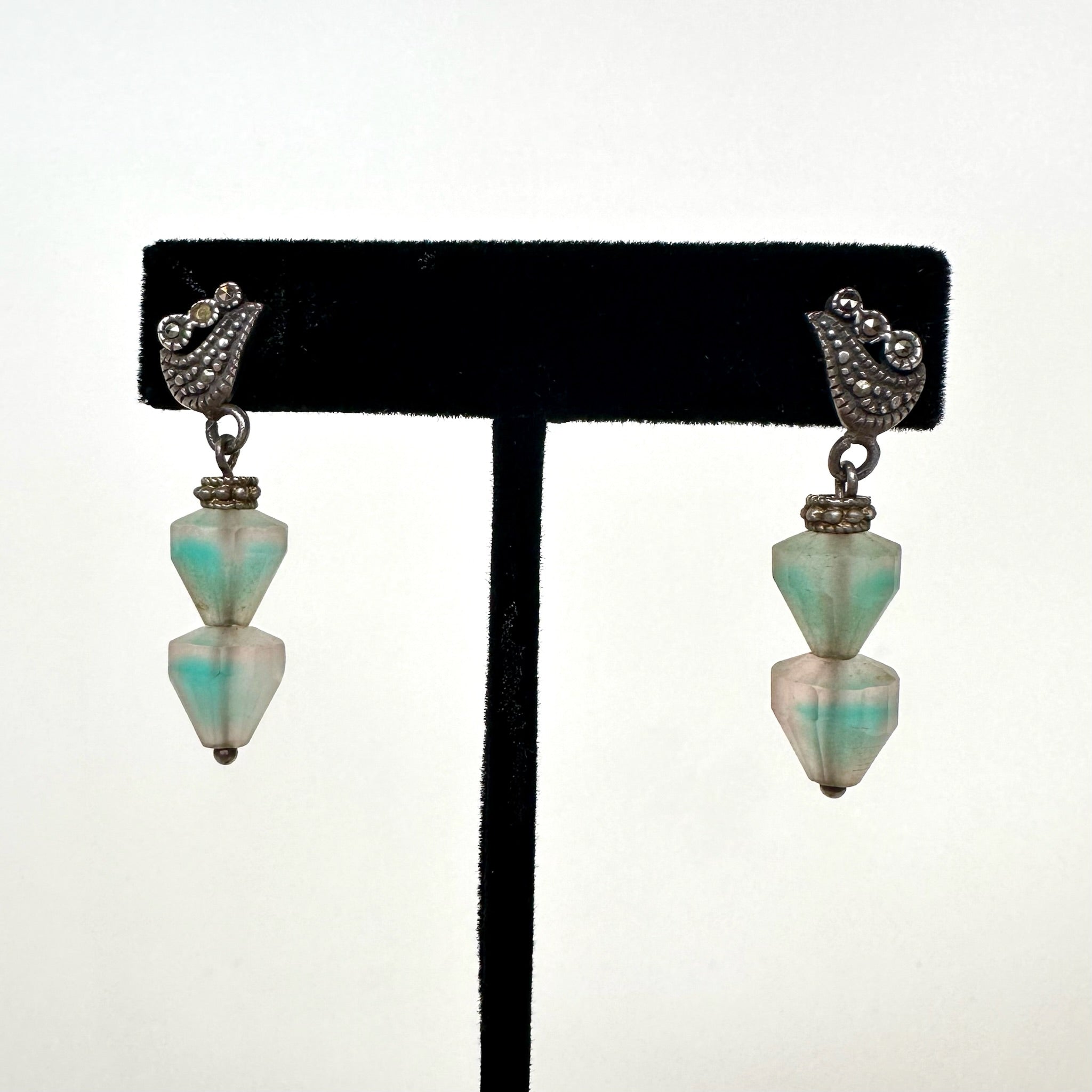 Czech Deco Glass and Sterling Earrings (51)
