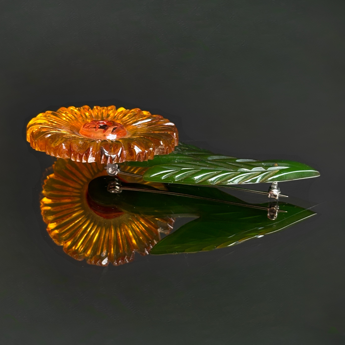 Vintage Bakelite Sunflower Brooch