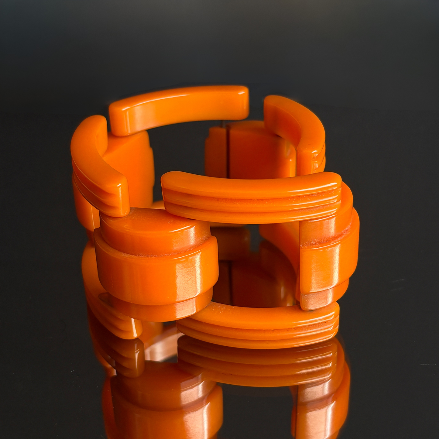 Vintage Pumpkin Bakelite Art Deco Link Bracelet