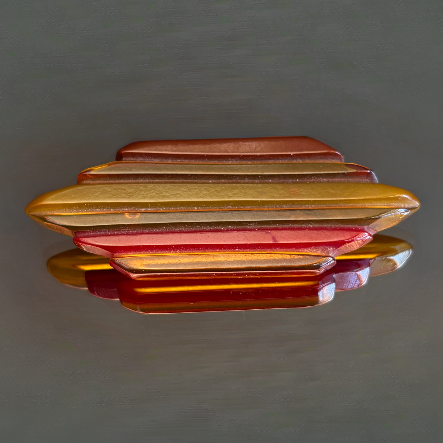 Vintage Bakelite Horizontal Lines Brooch