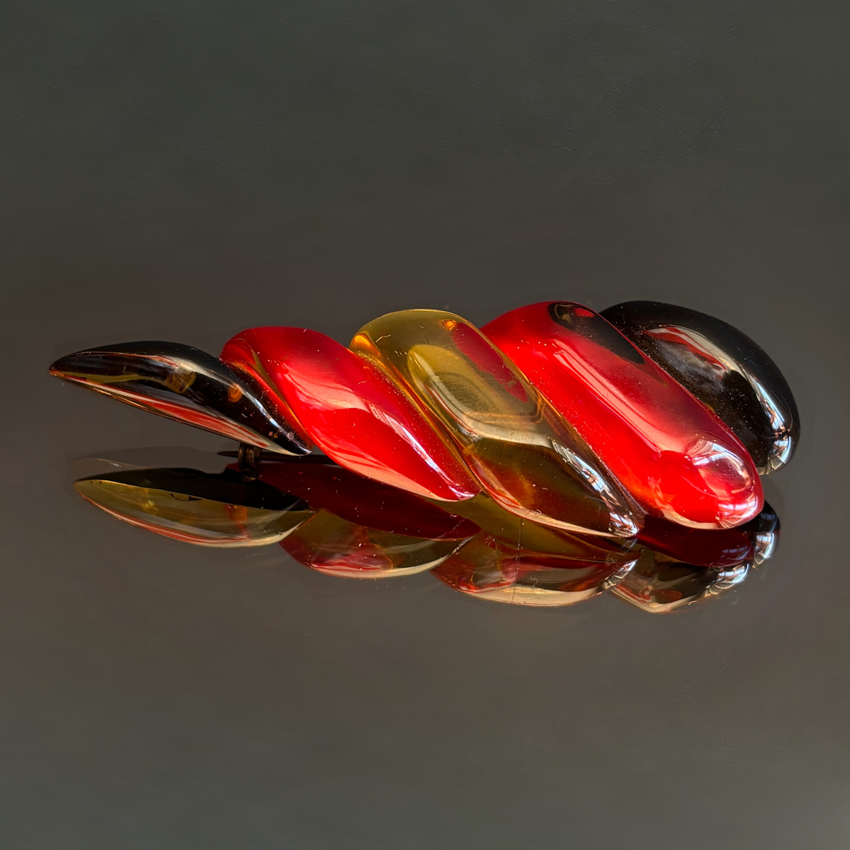 Vintage Bakelite Back-Painted Spiral Brooch