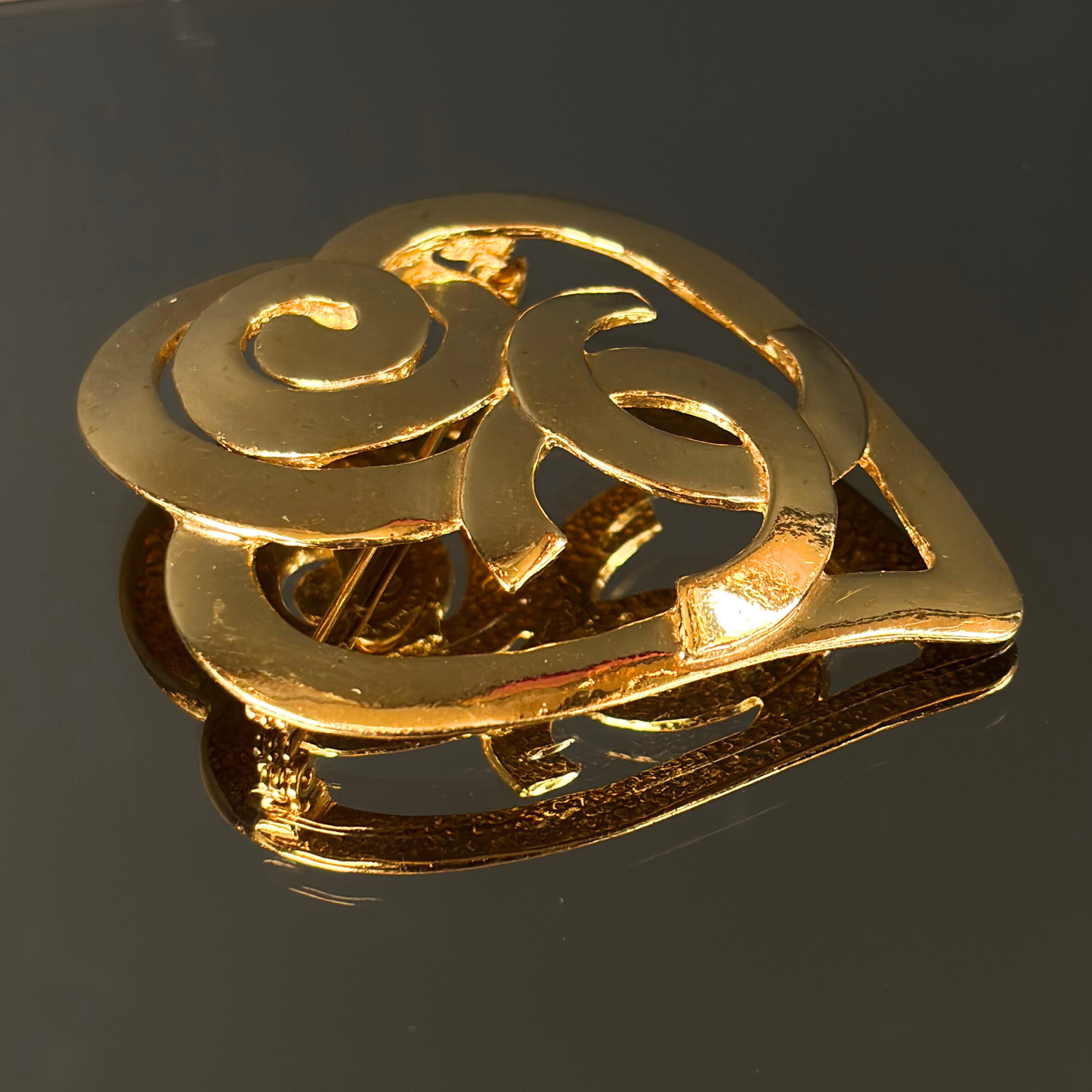 Vintage Chanel Golden Heart Brooch