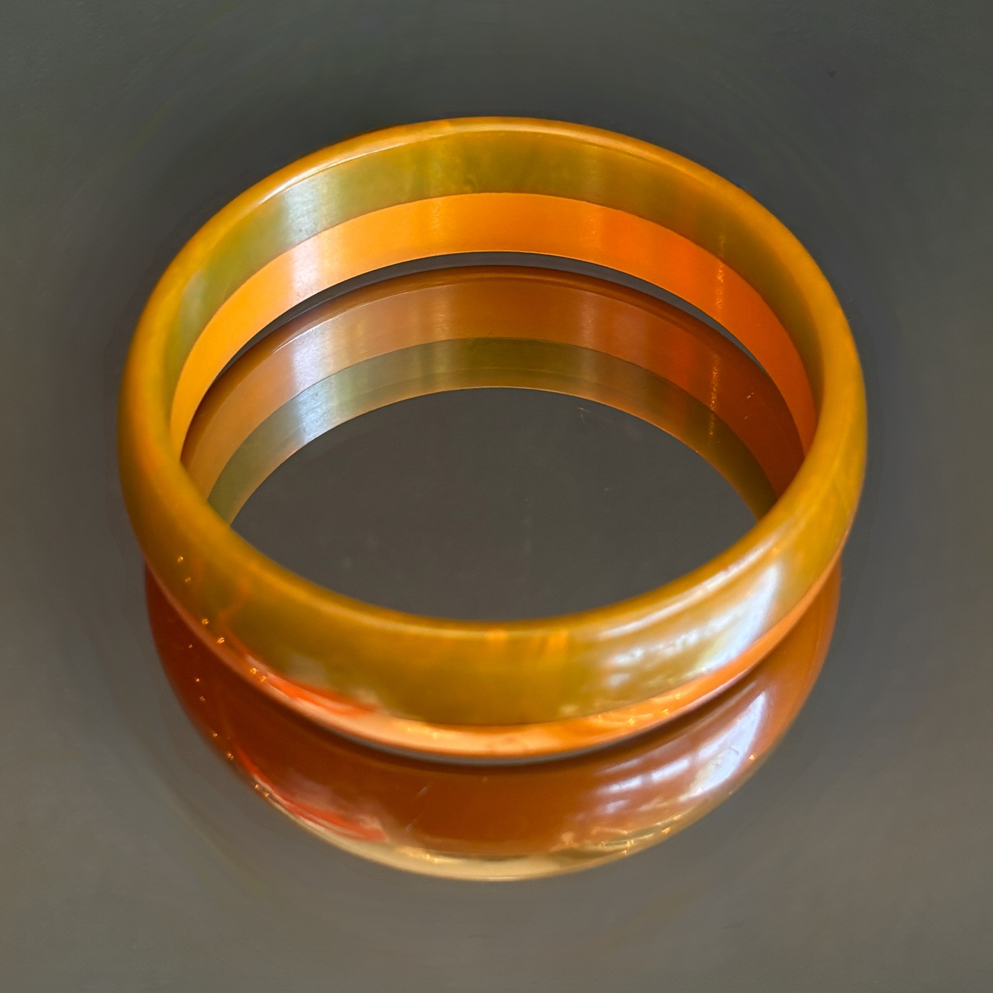 Vintage Olive Green & Butterscotch Bakelite Bangle Bracelet