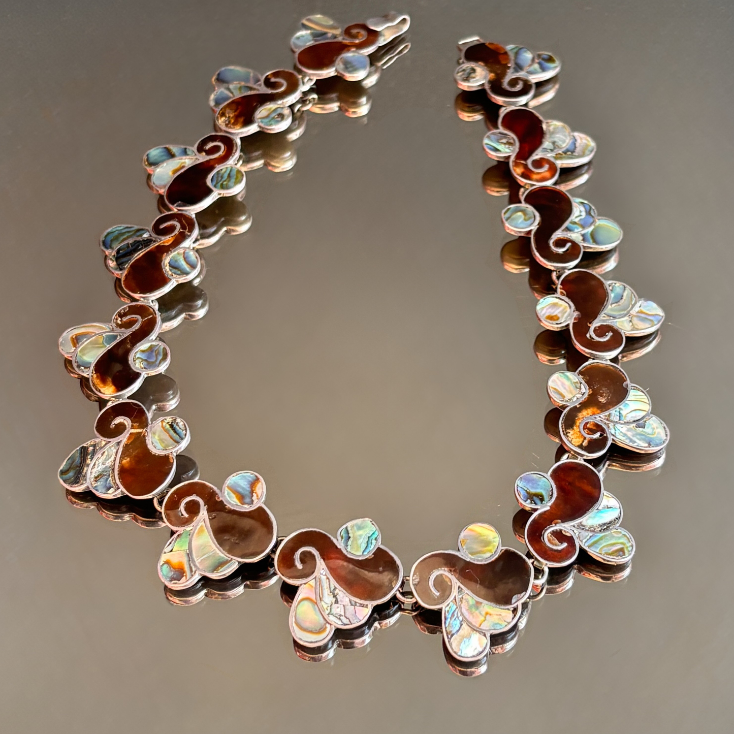 Vintage Taxco Abalone & Sterling Silver Necklace