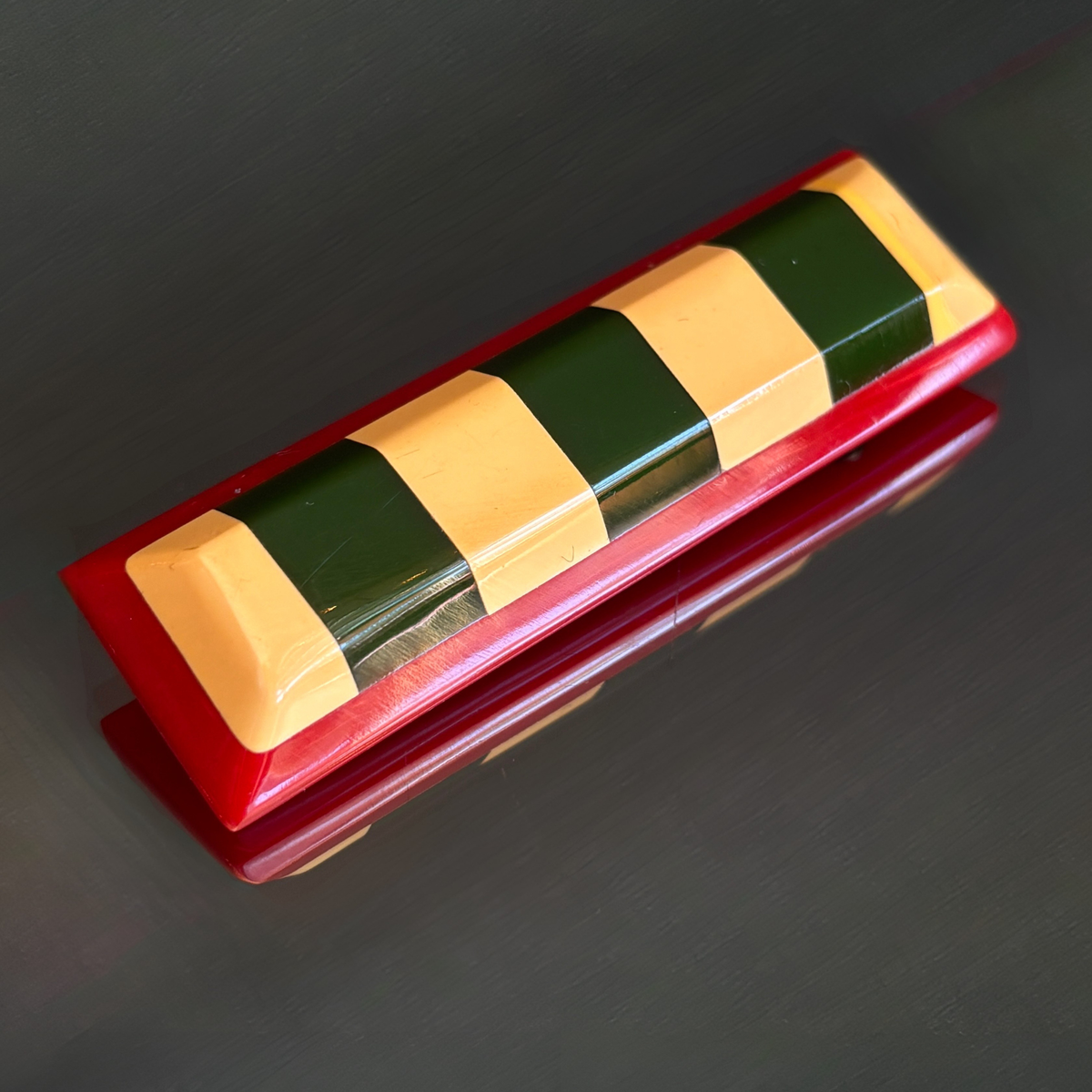 Vintage Bakelite Striped Bar Brooch