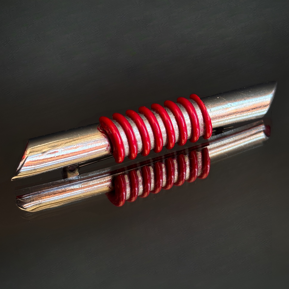 Vintage Art Deco Metal Tube Brooch *