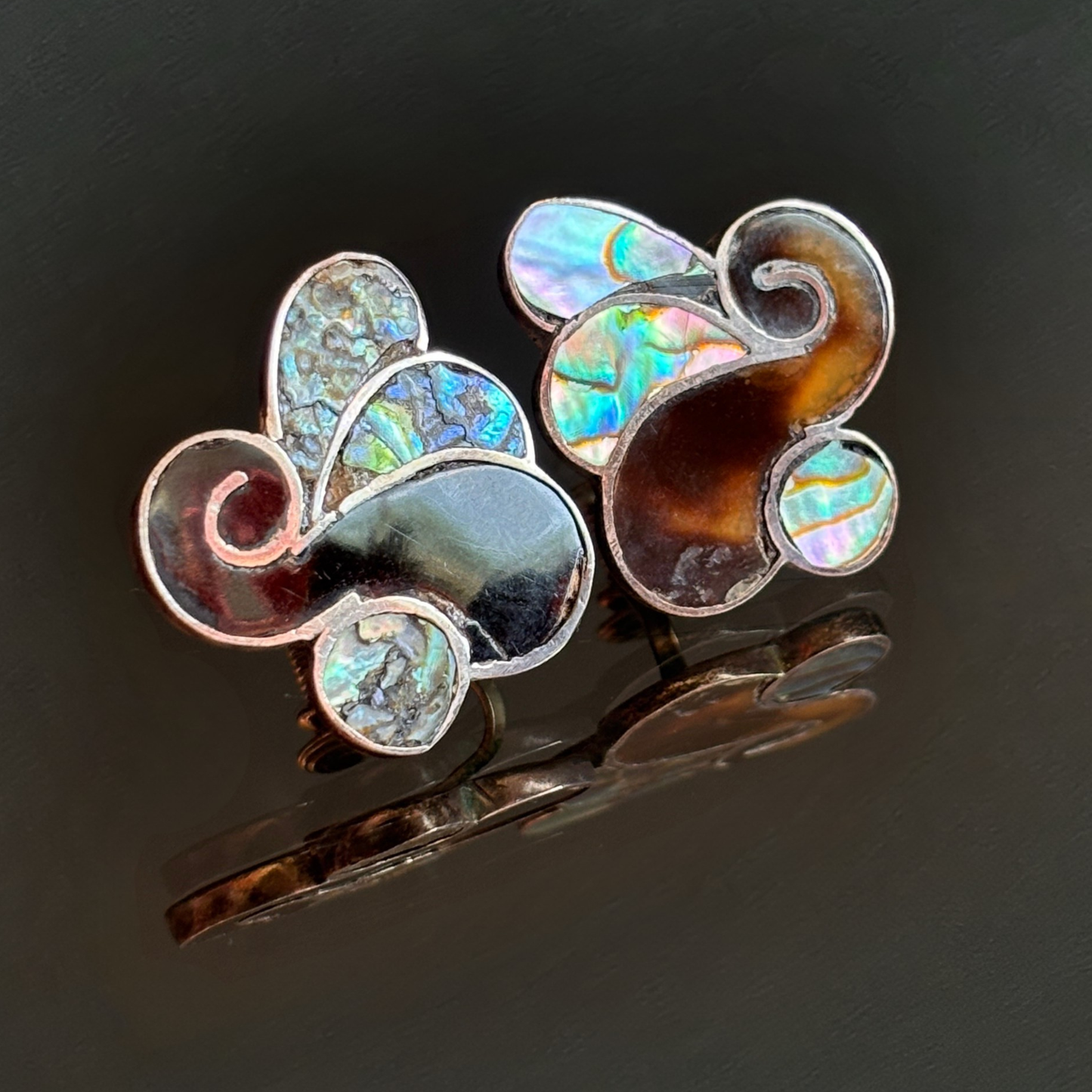Vintage Taxco Abalone & Sterling Silver Earrings