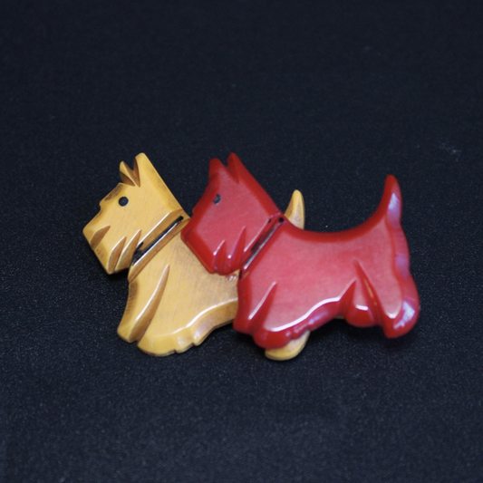 Vintage 1930's Bakelite Scottie Dogs Brooch