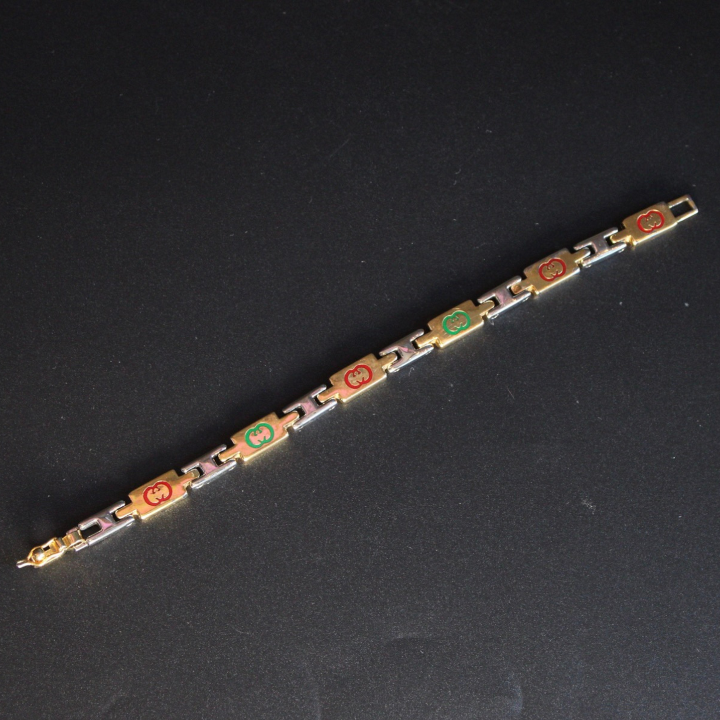 Vintage Gucci Silver & Gold Logo Bracelet