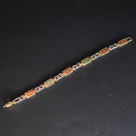 Vintage Gucci Silver & Gold Logo Bracelet