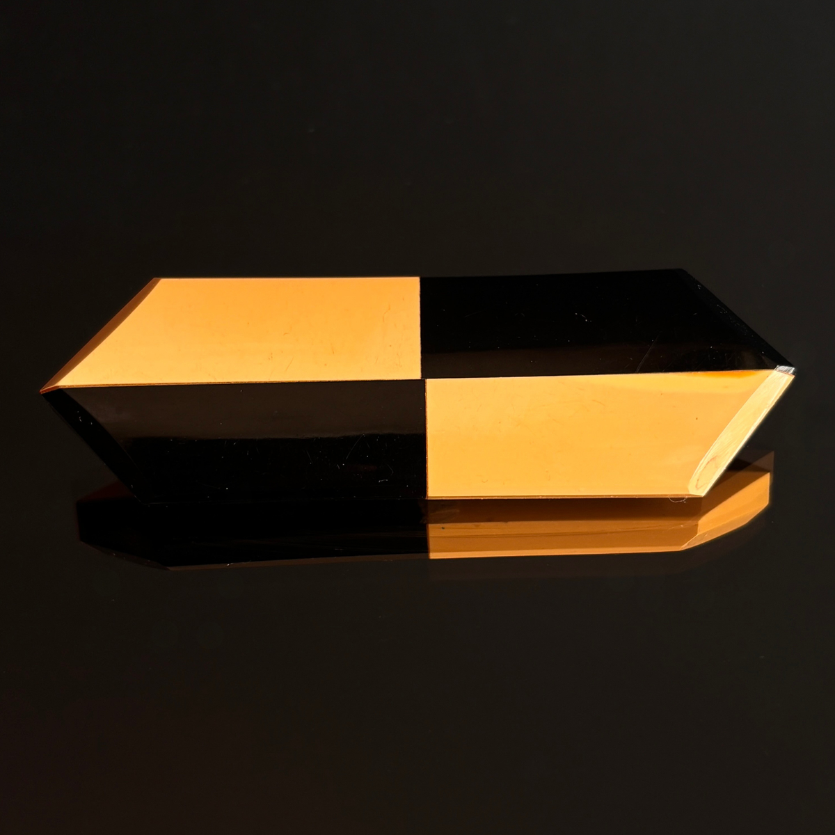 Vintage Bakelite Butterscotch & Black Geometric Brooch