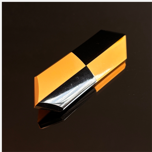 Vintage Bakelite Butterscotch & Black Geometric Brooch