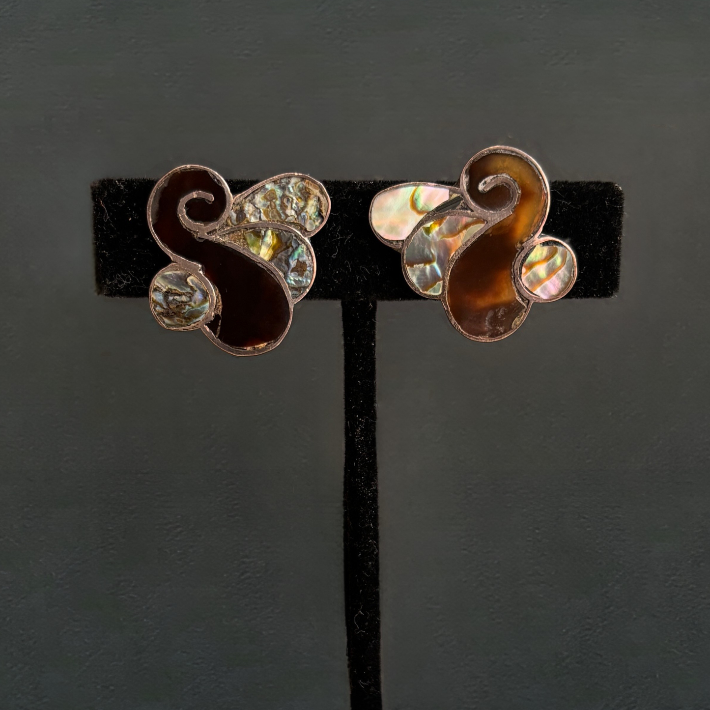 Vintage Taxco Abalone & Sterling Silver Earrings