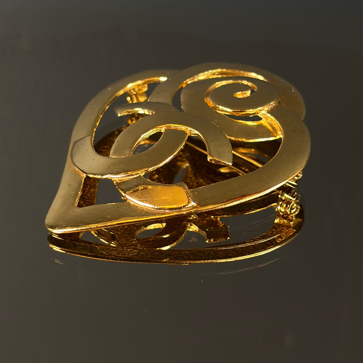 Vintage Chanel Golden Heart Brooch