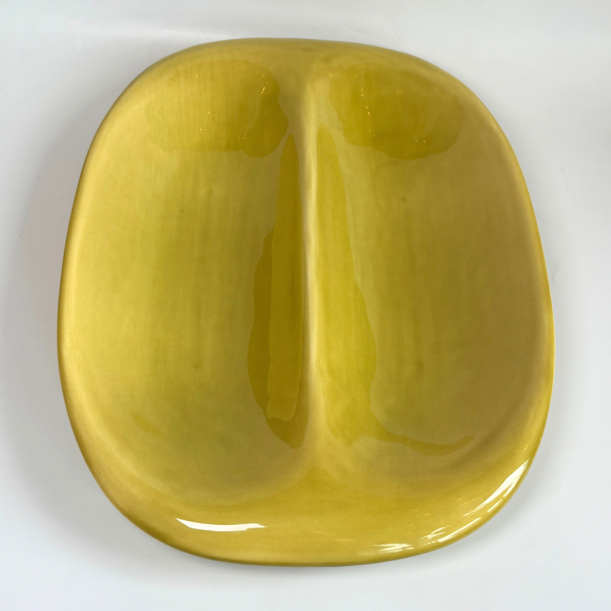 1940's Russel Wright Chartreuse Oval Divided Serving Dish