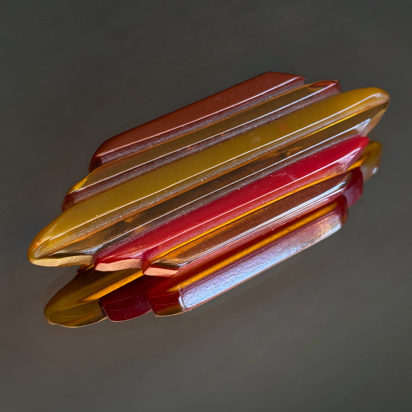 Vintage Bakelite Horizontal Lines Brooch