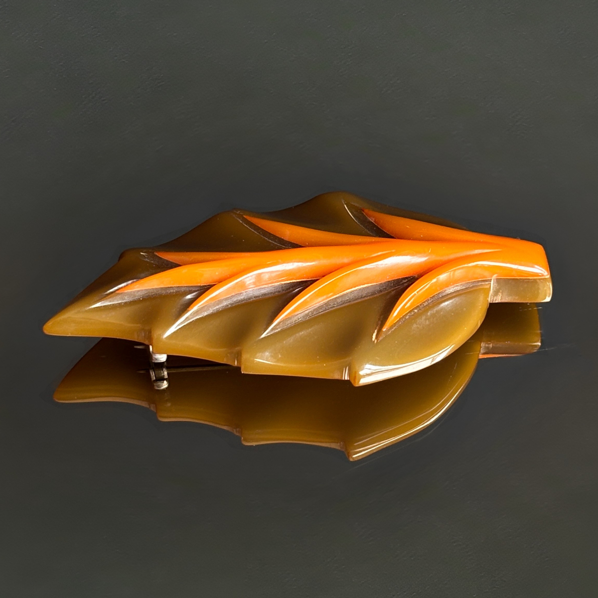 Vintage Bakelite Leaf Brooch