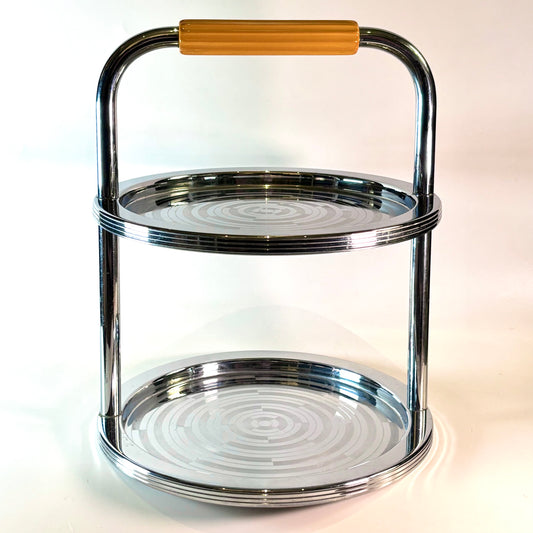Chase Chrome Two Tier Cake Stand w/ Bakelite Handle
