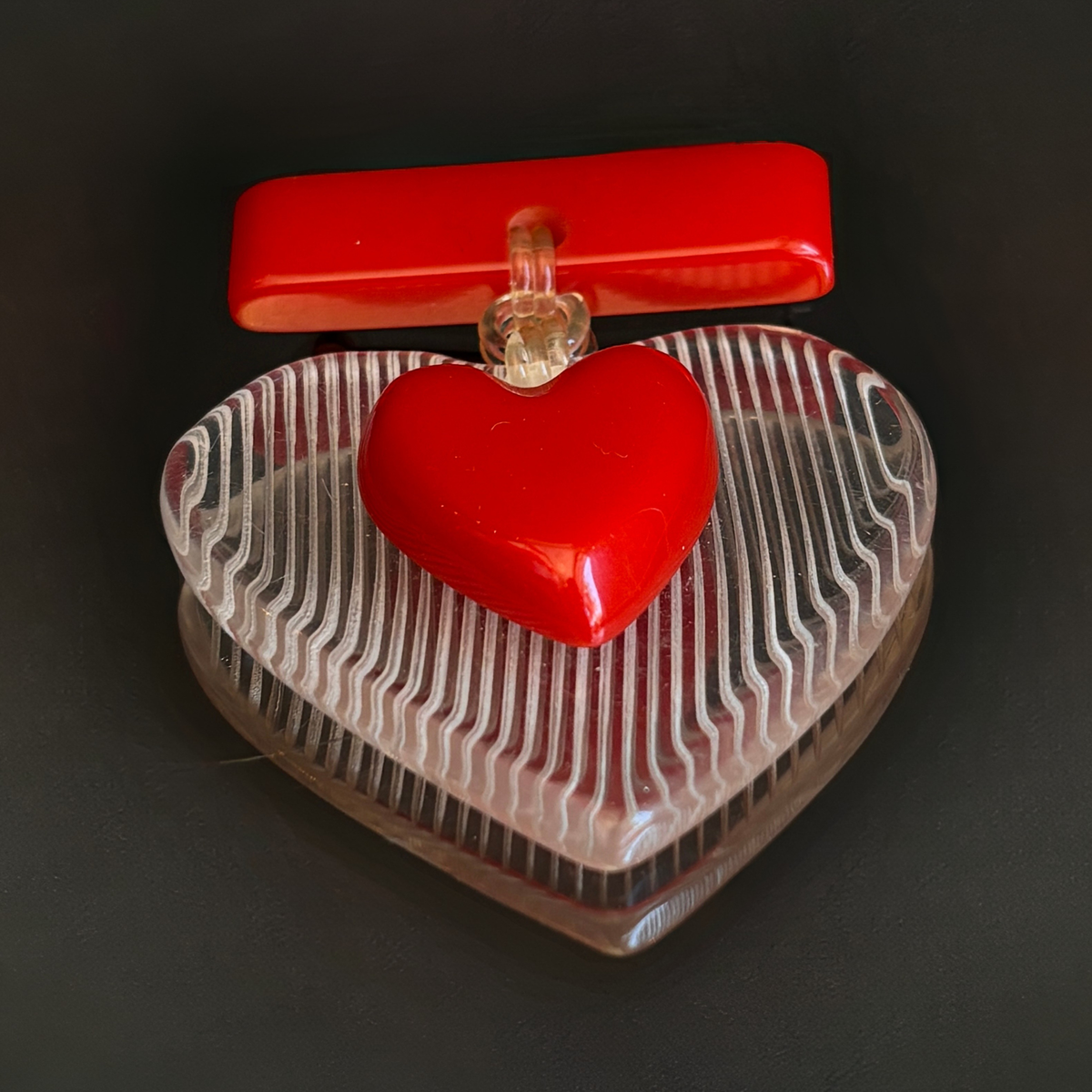 Vintage Art Deco Lucite Heart Brooch*