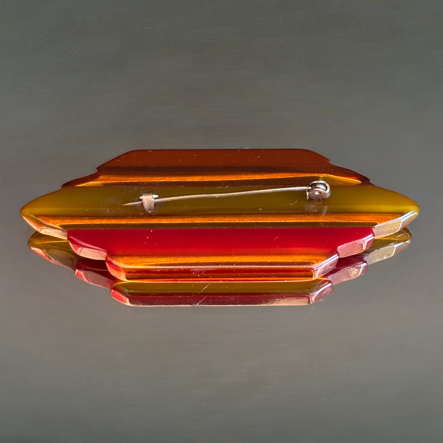 Vintage Bakelite Horizontal Lines Brooch
