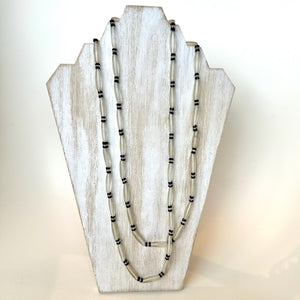 1920's Czech Frosted Glass Bead Flapper Necklace (56.1 & 56.2)