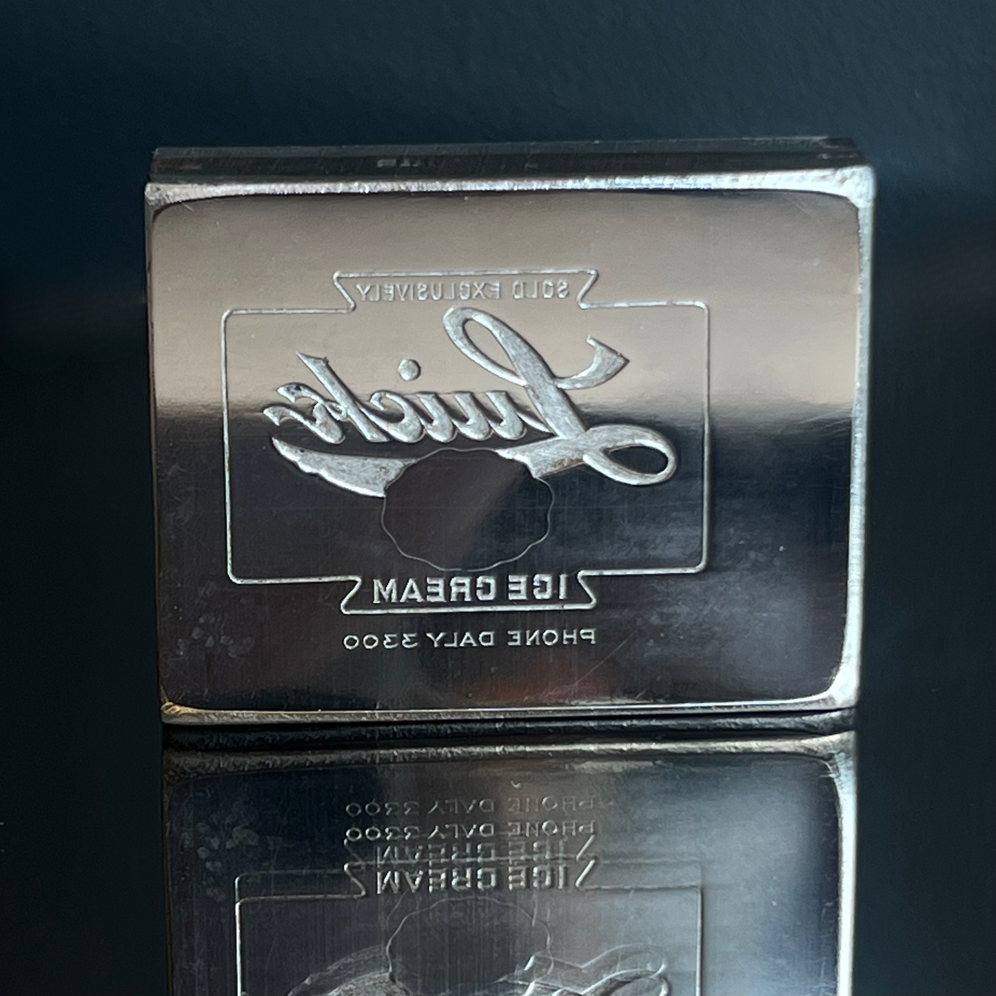 Vintage "Luick Ice Cream Company"  Metal Block Stamp/Paperweight