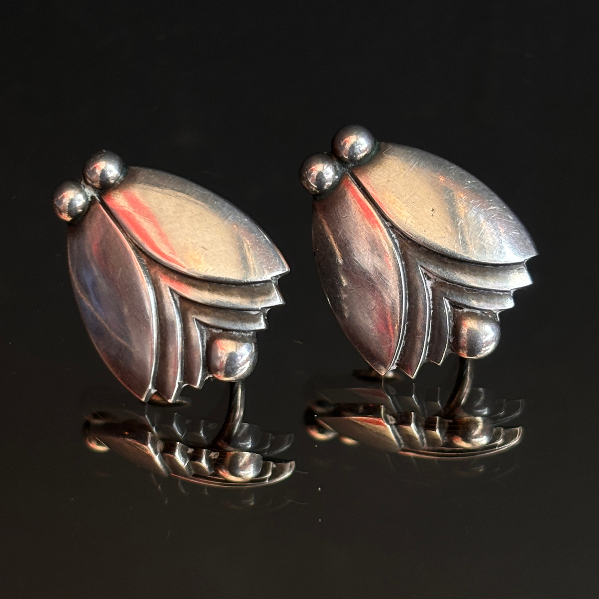 Vintage Georg Jensen Modernist Tulip Earrings #105