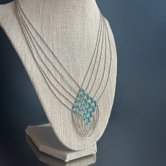 Vintage Liquid Silver & Turquoise Necklace