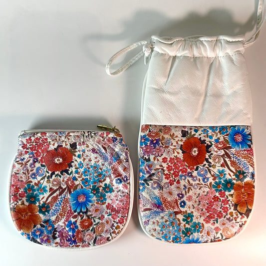 Vintage Retro Floral Printed Leather Pouches