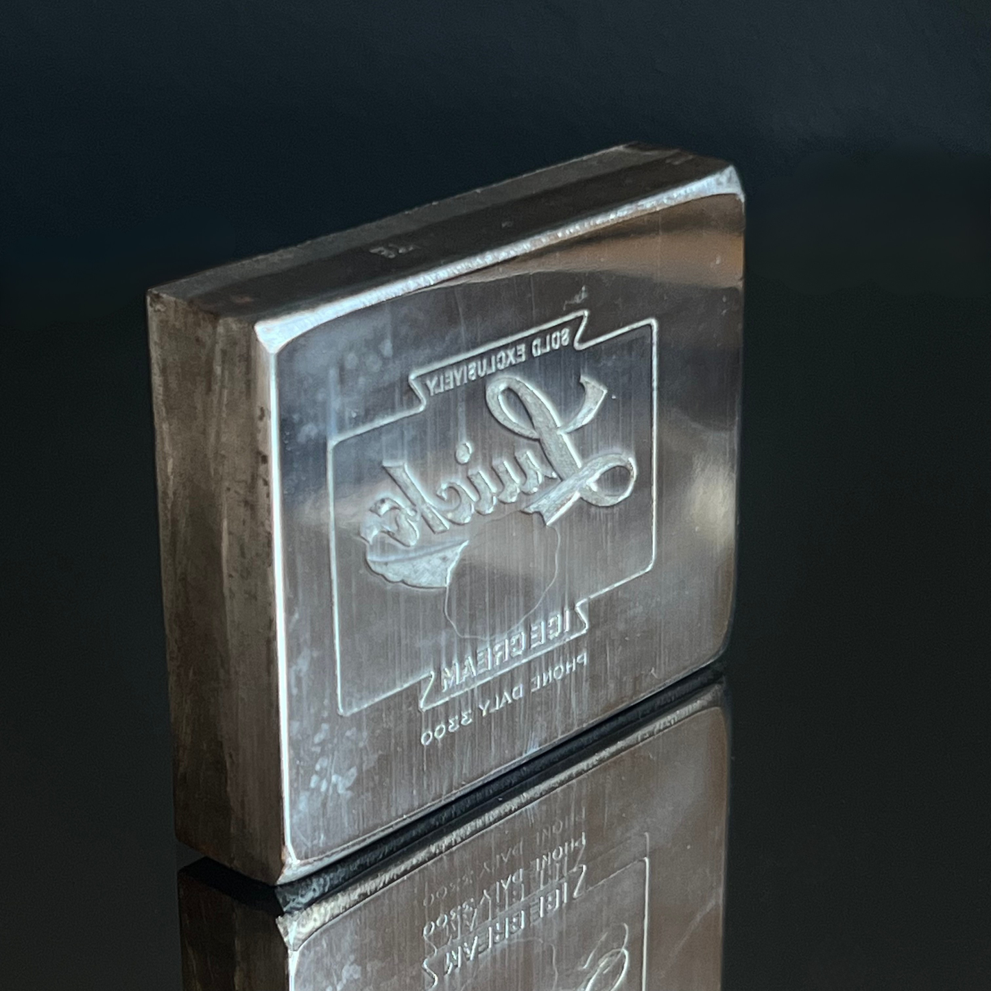 Vintage "Luick Ice Cream Company"  Metal Block Stamp/Paperweight