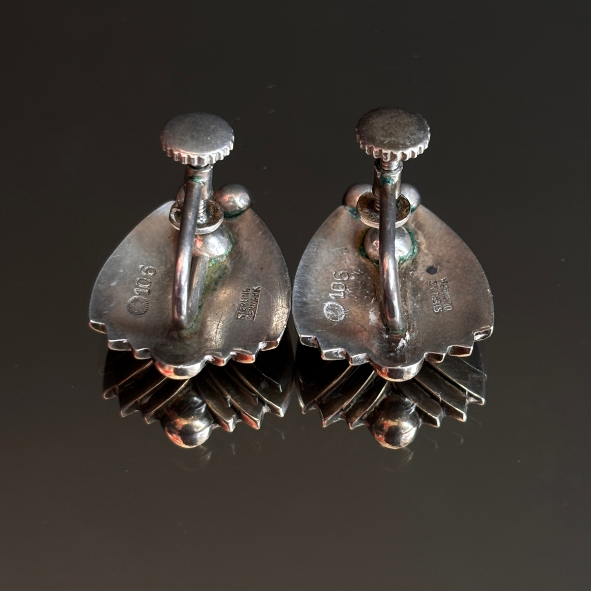 Vintage Georg Jensen Modernist Tulip Earrings #105