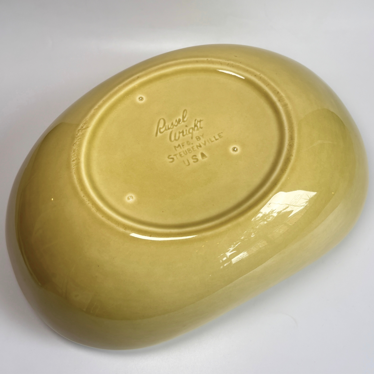 1940's Russel Wright Oval Chartreuse Salad Bowl