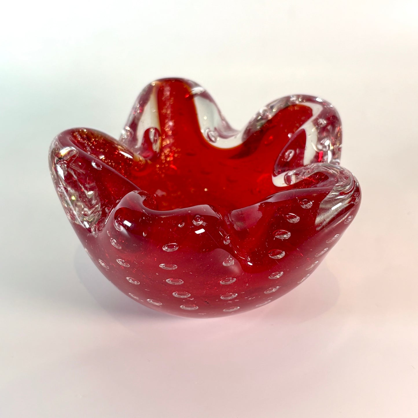 Vintage Murano Italy Ruby & Gold Art Glass Mortar and Pestle Set