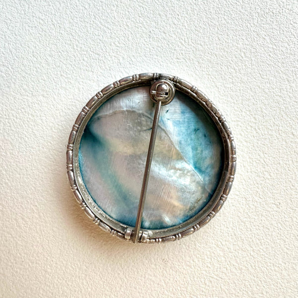 Vintage 1910's Mother of Pearl and Silver Brooch (57)