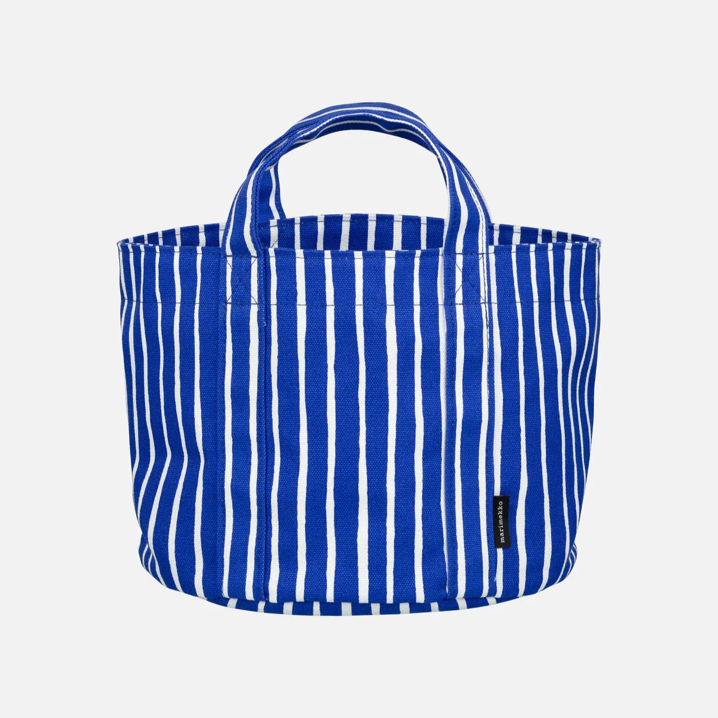 Blue and white striped tote bag in Piccolo pattern by Marimekko