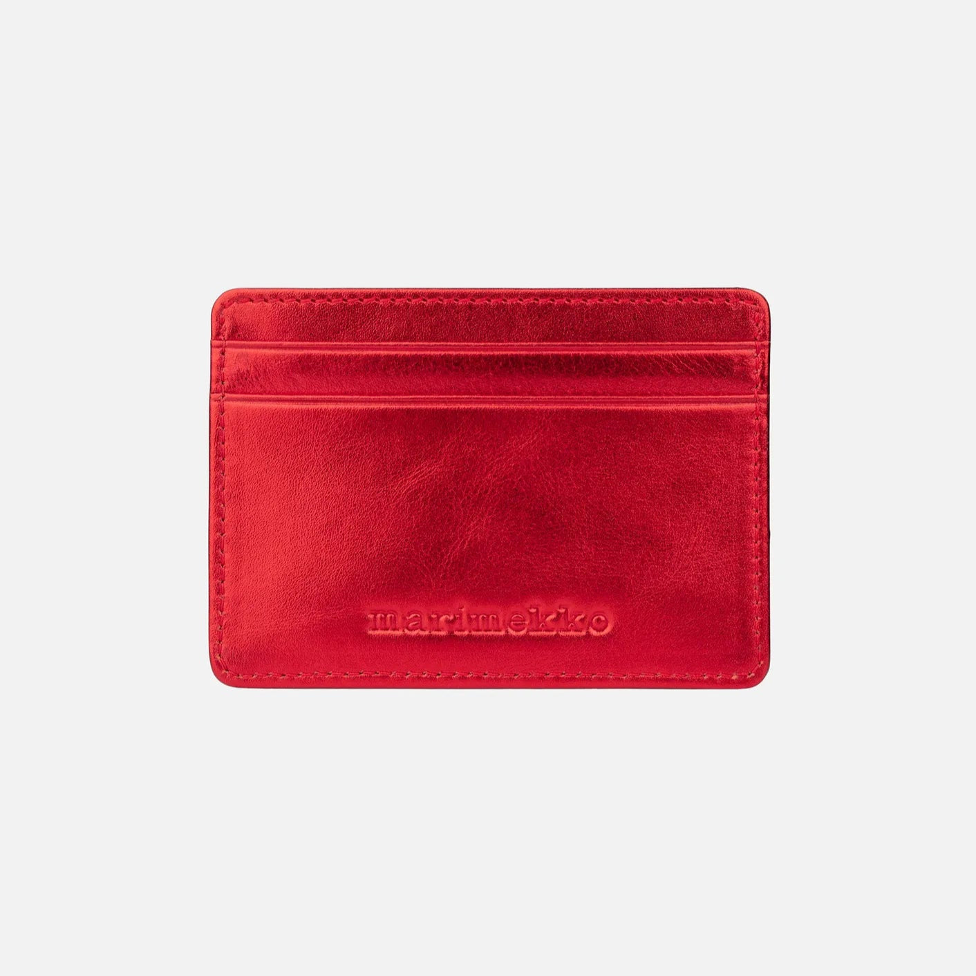 Marimekko card holder in shiny red leather