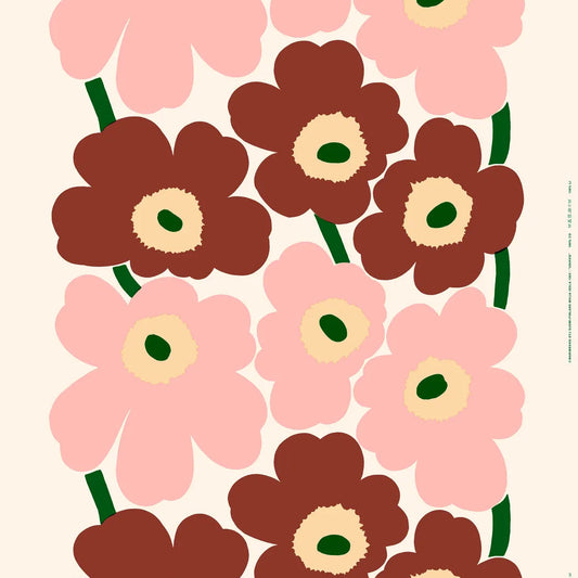 Marimekko Fabric Yardage - Unikko in Pink/Chestnut/Green/Natural White