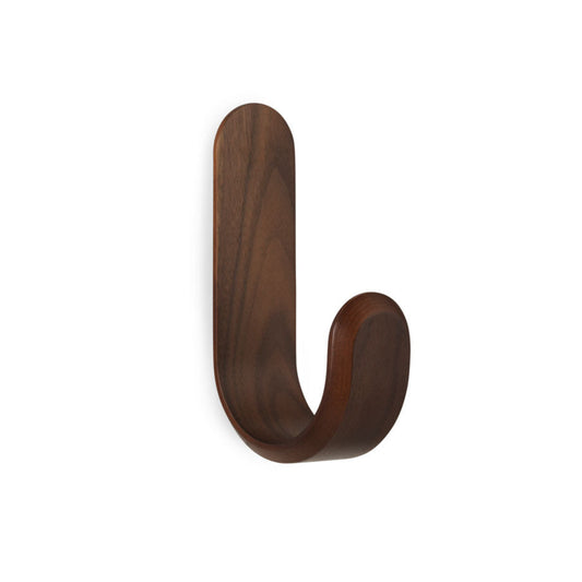 Wooden wall hook on a white background
